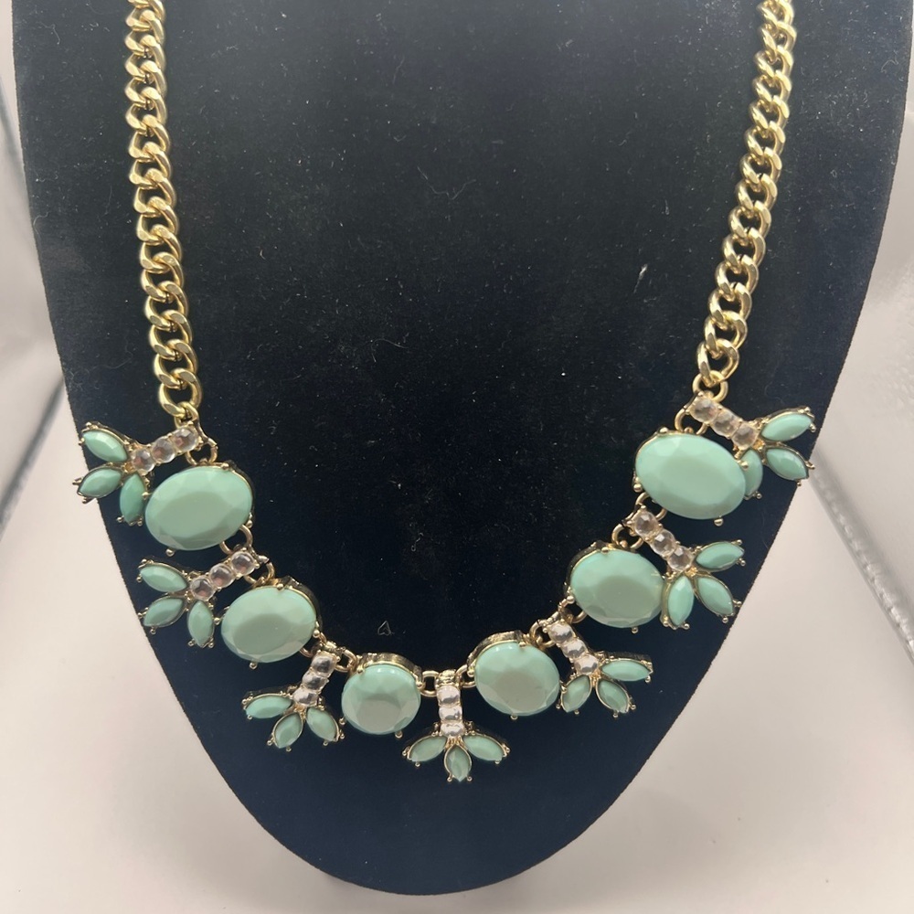 Mint Green Faux stone and rhinestone statement necklace